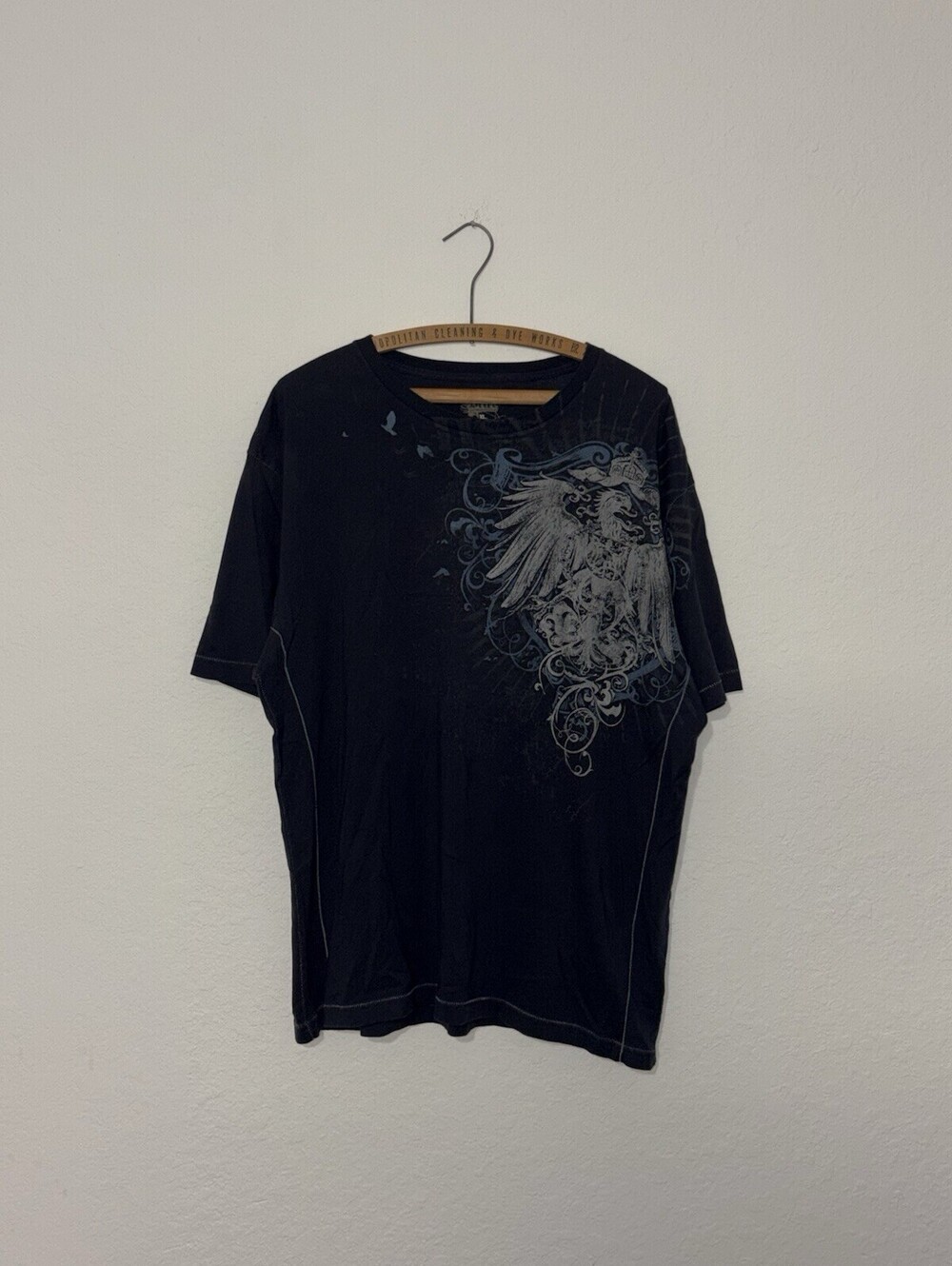 Vintage Y2K Pronto Uomo Eagle Crest Cyber Navy Blue Shirt Size Men’s XL